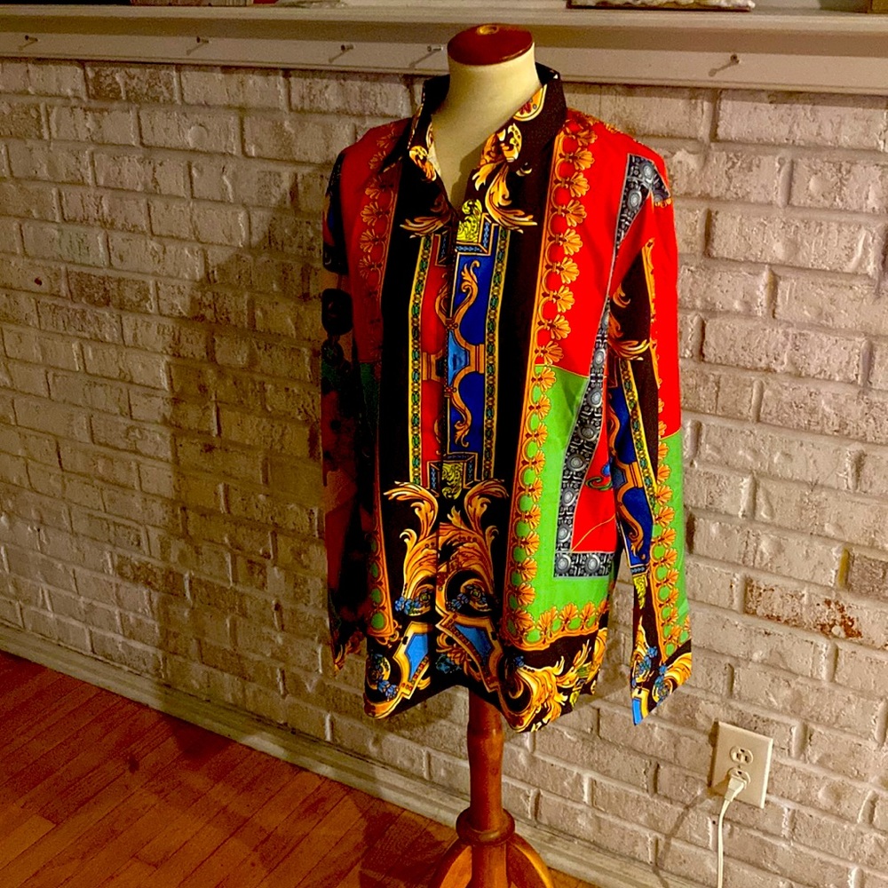 Franco P Collezione di capi Versace style vintage silky button down size xl new